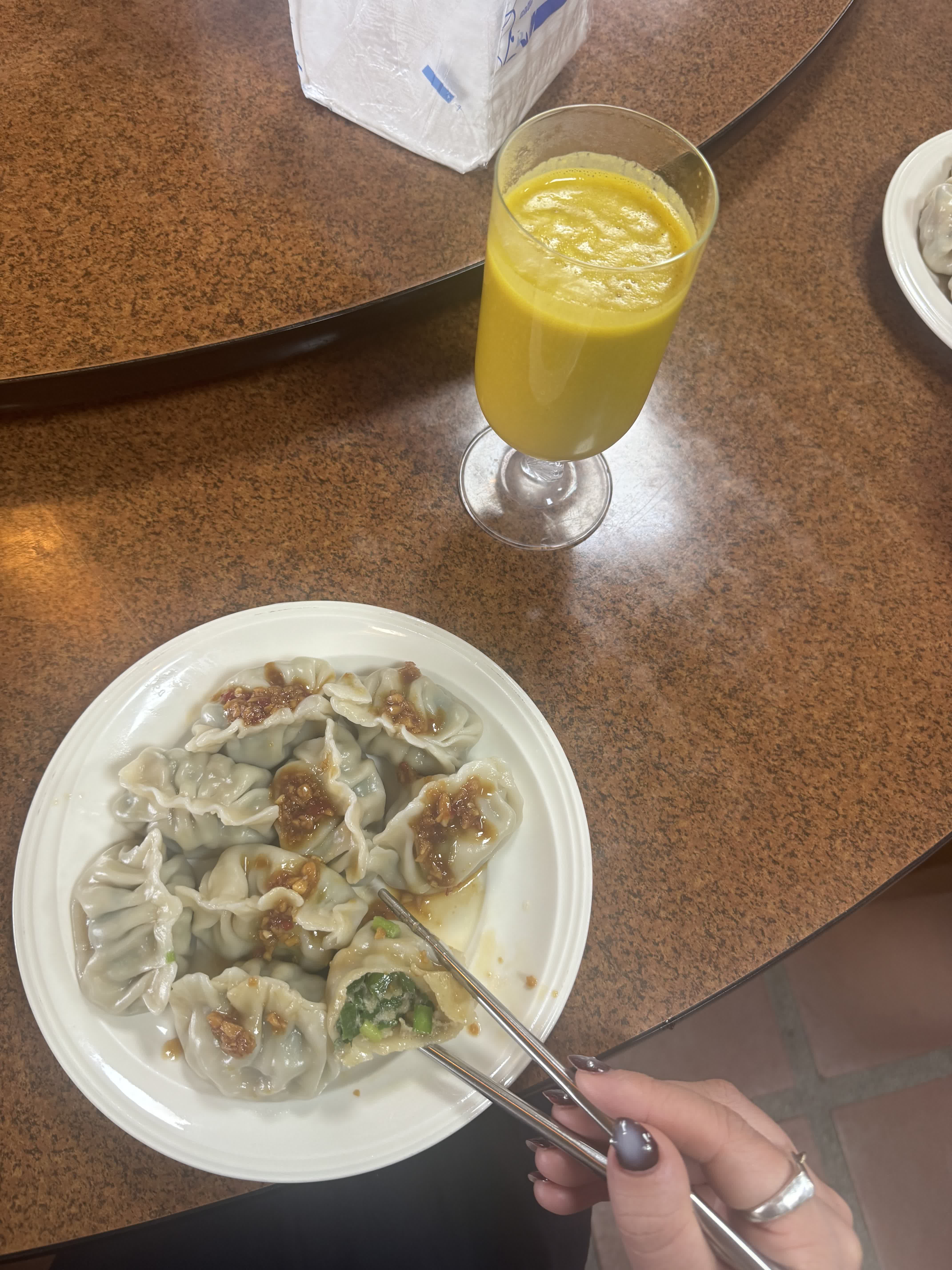 Dumplings and pumpkin milk